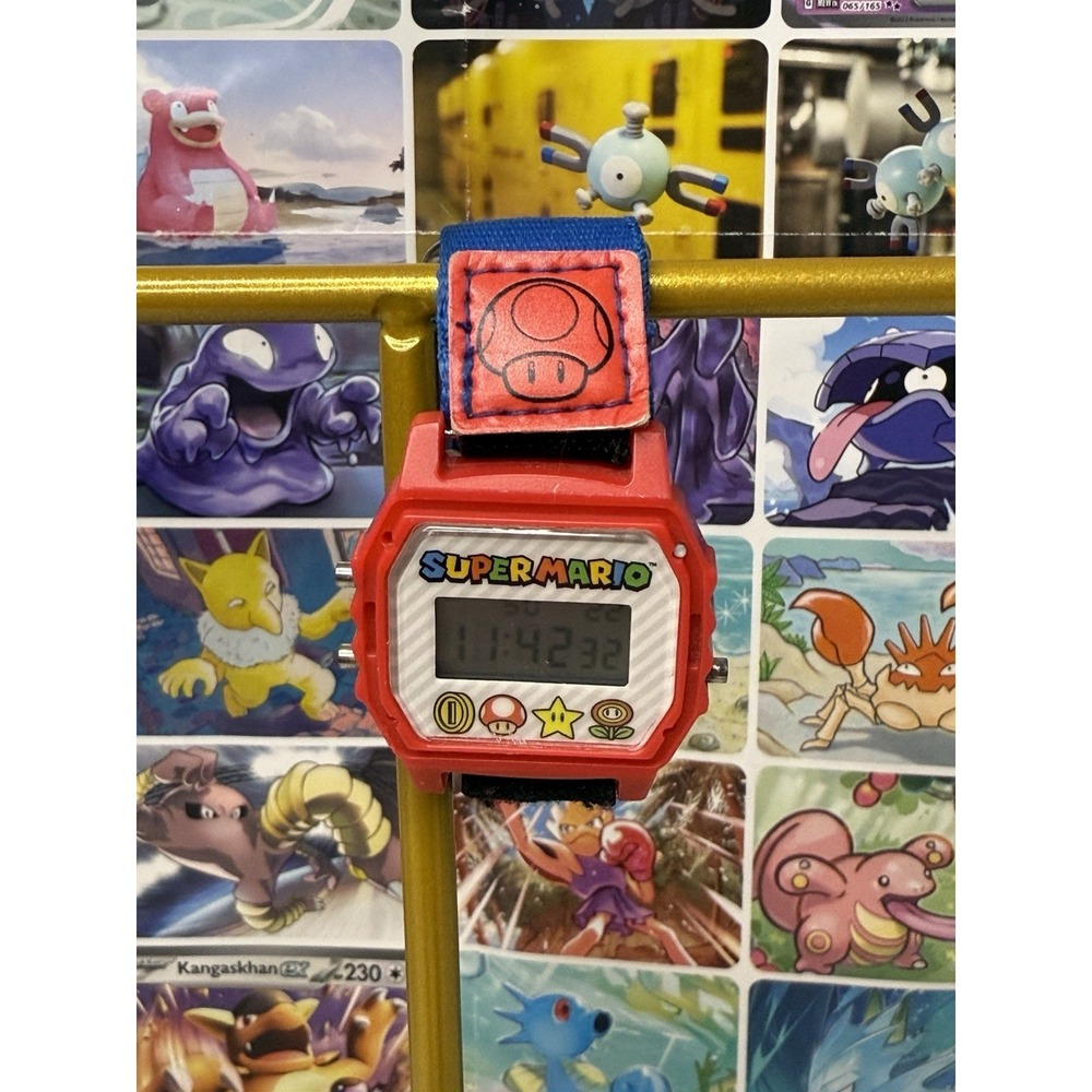 Super Mario Digital Kids‎ Watch Red Blue Strap Nintendo Mushroom
